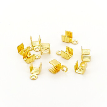 Зажимы для шнуров медные 18К позолота 7х4 мм 10 шт. Золото