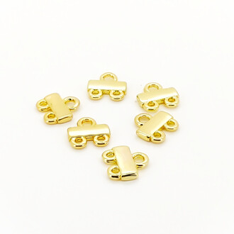 Коннектор-разветвитель медный 18К позолота 8х8х1,4 мм Ø 1,2/1,8 мм 2 шт. Золото