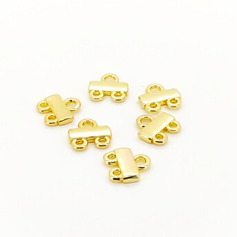 Коннектор-разветвитель медный 18К позолота 8х8х1,4 мм Ø 1,2/1,8 мм 2 шт. Золото