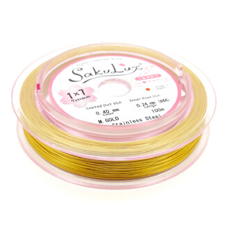 Ювелирный тросик SakuLux (Flexy7) Япония 0,40 мм 1 м Золото