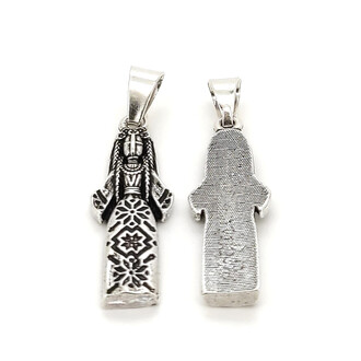 Подвеска Мотанка 32х11х3 мм 1 шт. Серебро