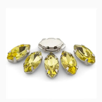 Стразы в цапах пришивные Лодочка 7х15 мм Желтый 10 шт.