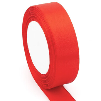 Лента атласная 2,5 см Красный 1 рулон +-23 м