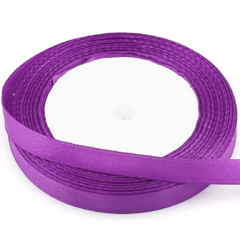 Лента атласная 1 см Фиолетовый 1 рулон +-23 м