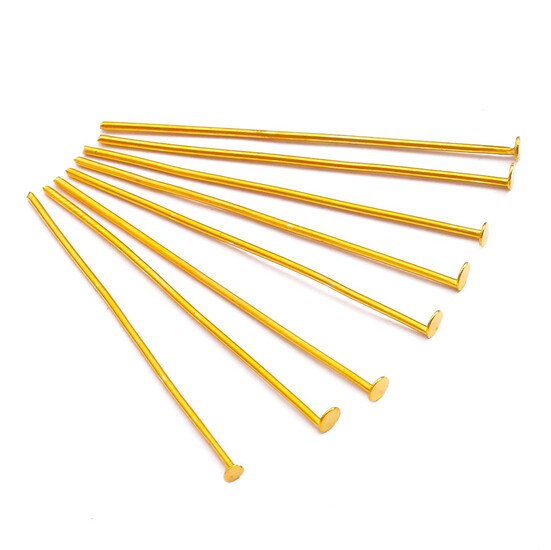 Пины гвоздики с плоской шляпкой 45х0,7 мм Золотистый яркий +-200 шт. 37.5 г