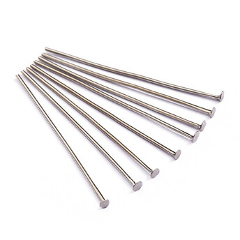 Пины гвоздики с плоской шляпкой 14х0,7 мм Платиновый +-200 шт.