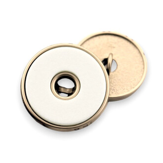 Пуговица Double circle LuxFabric на ножке металл 21,5 мм 1 шт. Белый/бежевый матовый