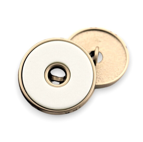 Пуговица Double circle LuxFabric на ножке металл 25 мм 1 шт. Белый/бежевый матовый