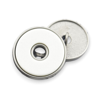Пуговица Double circle LuxFabric на ножке металл 18 мм 1 шт. Белый/серый матовый
