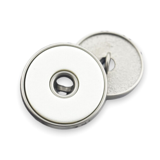 Пуговица Double circle LuxFabric на ножке металл 18 мм 1 шт. Белый/серый матовый