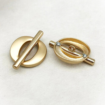 Пуговица Oval stripe LuxFabric на ножке металл 25х18 мм 1 шт. Золотистый