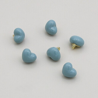 Пуговица Heart full LuxFabric на ножке металл 10х8 мм 1 шт. Голубой