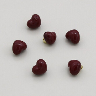 Пуговица Heart full LuxFabric на ножке металл 10х8 мм 1 шт. Бордовый