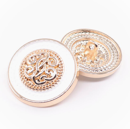 Пуговица Patterned LuxFabric на ножке металл 23 мм 1 шт. Белый