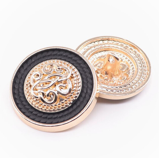 Пуговица Patterned LuxFabric на ножке металл 23 мм 1 шт. Черный