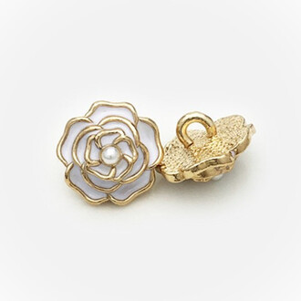 Пуговица Camellia LuxFabric на ножке металл/эмаль 14,5 мм 1 шт. Белый