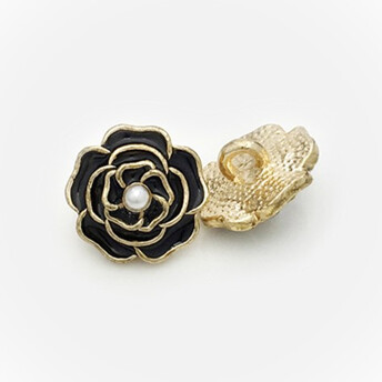 Пуговица Camellia LuxFabric на ножке металл/эмаль 14,5 мм 1 шт. Черный