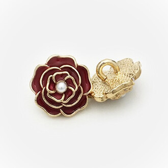 Пуговица Camellia LuxFabric на ножке металл/эмаль 14,5 мм 1 шт. Бордовый