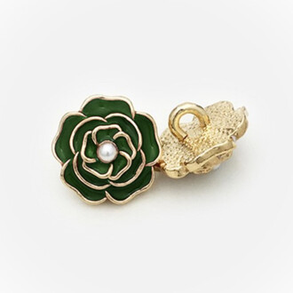 Пуговица Camellia LuxFabric на ножке металл/эмаль 14,5 мм 1 шт. Зеленый темный