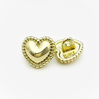 Пуговица Heart ornament LuxFabric на ножке металл 15х14 мм 1 шт. Золотистый яркий