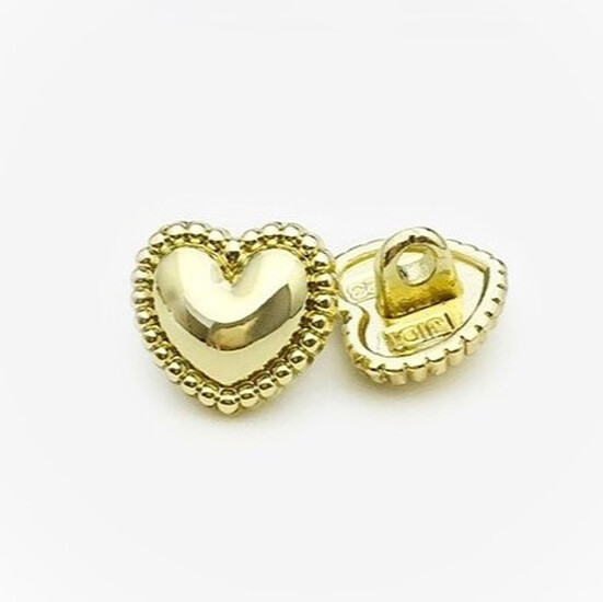 Пуговица Heart ornament LuxFabric на ножке металл 15х14 мм 1 шт. Золотистый яркий