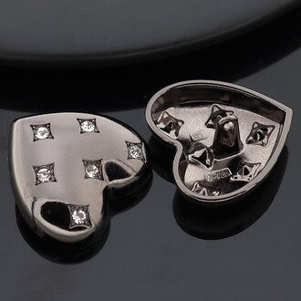 Пуговица Heart Six Diamonds LuxFabric на ножке металл 18х16,5 мм 1 шт. Черный никель