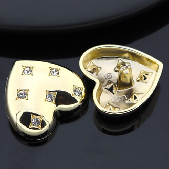 Пуговица Heart Six Diamonds LuxFabric на ножке металл 25х23 мм 1 шт. Золотистый яркий