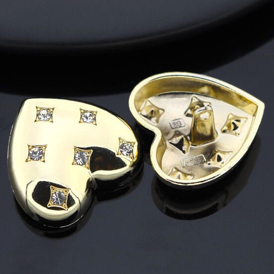 Пуговица Heart Six Diamonds LuxFabric на ножке металл 25х23 мм 1 шт. Золотистый яркий