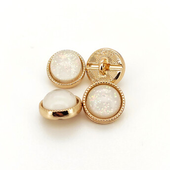 Пуговица Glitter LuxFabric на ножке металл 10 мм 1 шт. Белый