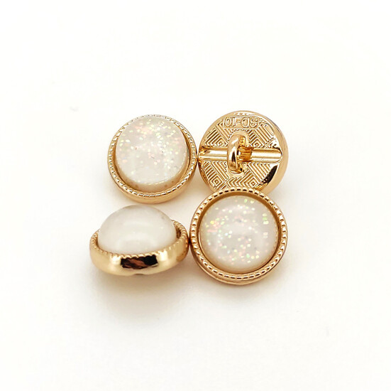 Пуговица Glitter LuxFabric на ножке металл 10 мм 1 шт. Белый