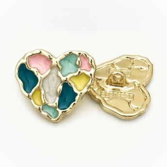 Пуговица Colorful heart LuxFabric на ножке металл/эмаль 20х18 мм 1 шт. Разные цвета
