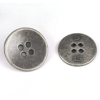 Пуговица Круглая LuxFabric 4 отв. металл 22,5 мм 1 шт. Графитовый