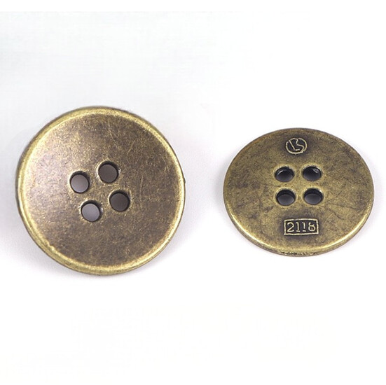 Пуговица Круглая LuxFabric 4 отв. металл 20 мм 1 шт. Бронзовый