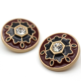 Пуговица Vintage flower LuxFabric на ножке металл/эмаль 18 мм 1 шт. Бордовый