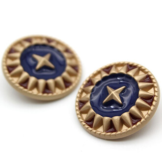 Пуговица Vintage star LuxFabric на ножке металл/эмаль 23 мм 1 шт. Синий