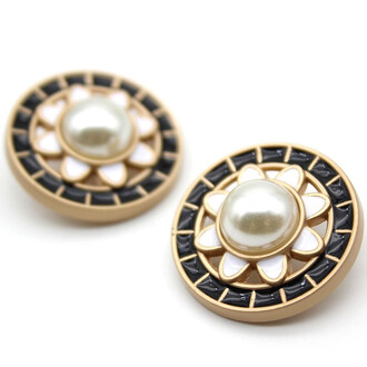 Пуговица Vintage pearl LuxFabric на ножке металл/эмаль 18 мм 1 шт. Черный
