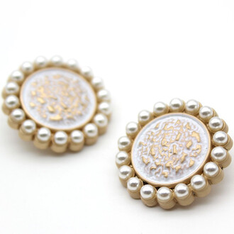 Пуговица Vintage pearls LuxFabric на ножке металл/эмаль 18 мм 1 шт. Белый