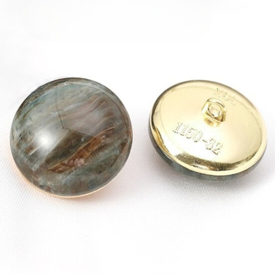 Пуговица Marble LuxFabric на ножке металл 15 мм 1 шт. Зелено-коричнево-серый