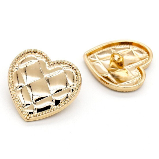 Пуговица Quilted heart LuxFabric на ножке металл 17х17 мм 1 шт. Золотистый