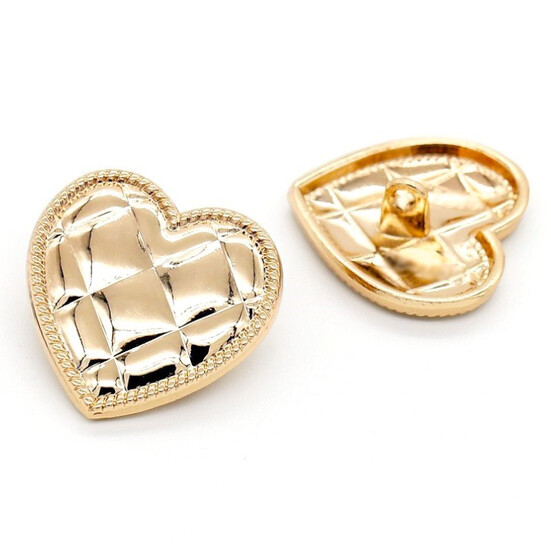 Пуговица Quilted heart LuxFabric на ножке металл 20х20 мм 1 шт. Золотистый