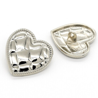 Пуговица Quilted heart LuxFabric на ножке металл 20х20 мм 1 шт. Платина