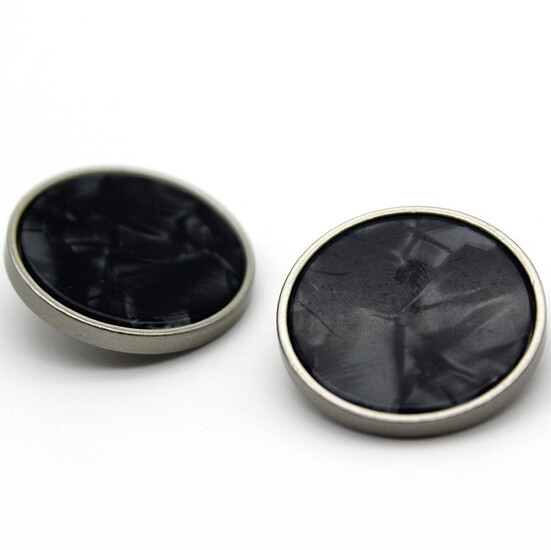 Пуговица Pearl сircle thin LuxFabric на ножке металл 22 мм 1 шт. Черный