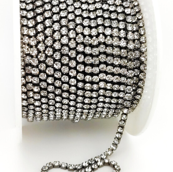 Стразовая цепь ss6 (2 мм) 1 м Crystal nickel