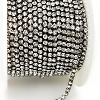 Стразовая цепь ss6 (2 мм) 1 м Crystal nickel