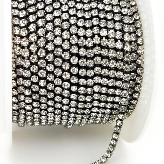 Стразовая цепь ss6 (2 мм) 1 м Crystal nickel