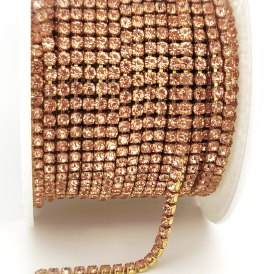 Стразовая цепь ss6 (2 мм) 1 м LCT Сhampagne Rose gold