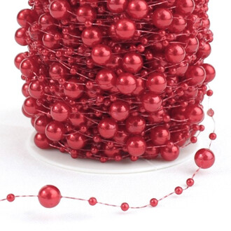 Гирлянда из бусин на леске размер 8/3 мм 1 м Красный