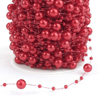 Гирлянда из бусин на леске размер 8/3 мм 1 м Красный