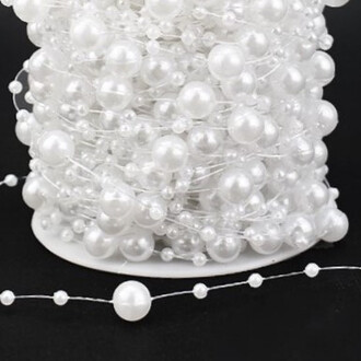 Гирлянда из бусин на леске размер 8/3 мм 1 м Белый