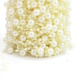 Гирлянда из бусин на леске размер 8/3 мм 1 м Кремовый